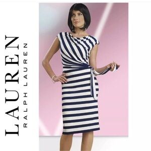 Lauren Ralph Lauren Navy & White‎ Striped Dress - Size 6P